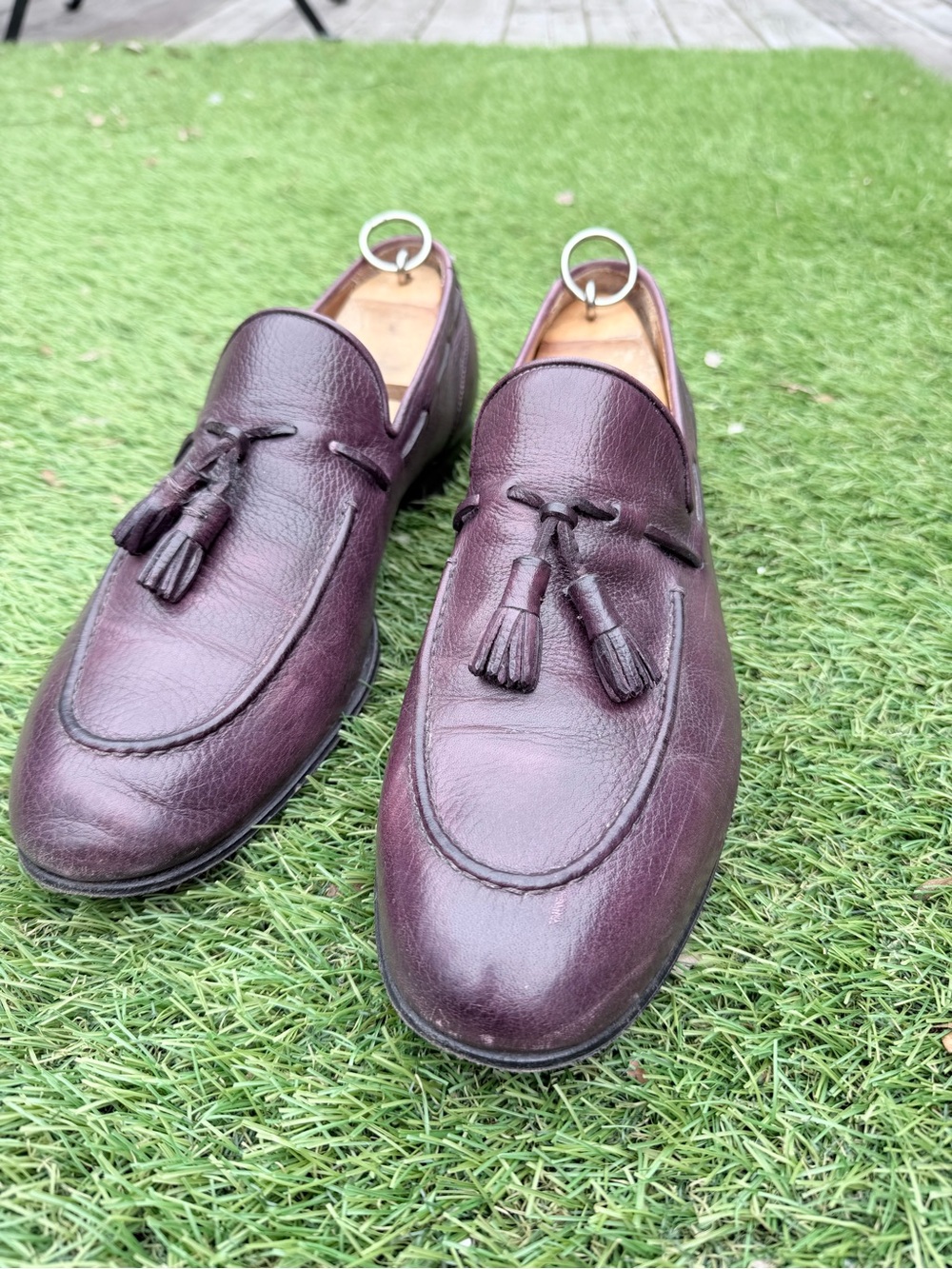 Men's Tassel Loafers in Deep Burgundy Leather